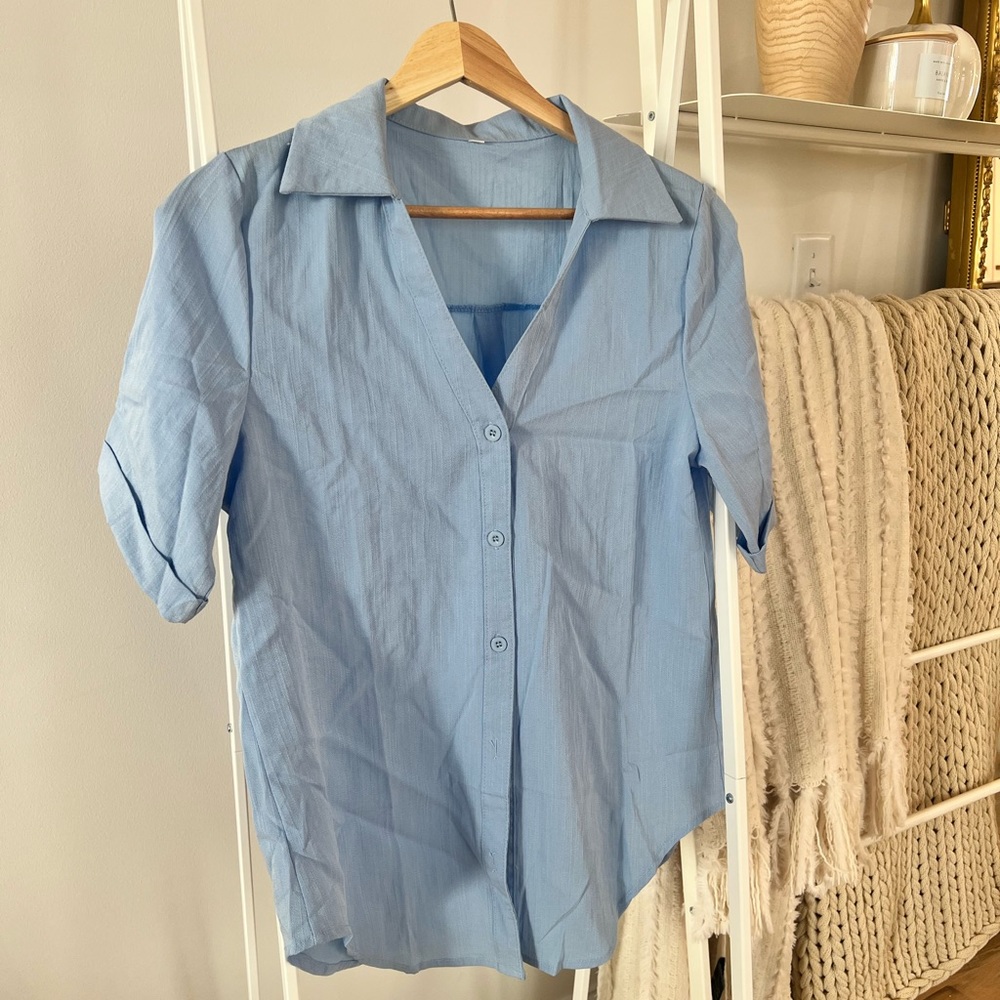Blue Short Sleeve Button Down